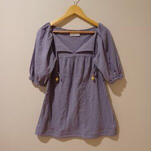 Kerri Rosenthal Lavender Short Sleeve Mini Dress/Swim Cover Up Smiley Face S